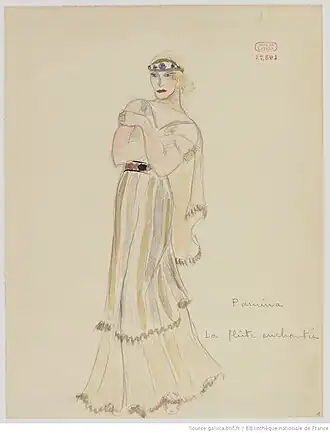 Pamina (maquette de costume de Jacques Drésa pour l'Opéra de Paris, 1922).