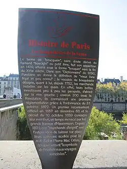 Panneau Histoire de Paris les Bouquinistes de la Seine.