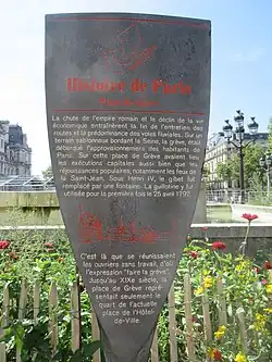 Panneau Histoire de Paris « Place de Grève ».