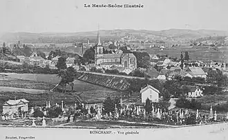 Vue d'une carte postale ancienne représentant une ville minière au XIXe siècle.