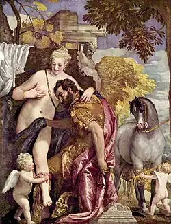Paul Véronèse,Mars et Vénus (XVIe&nbsp;siècle), 206&nbsp;×&nbsp;161&nbsp;cm.