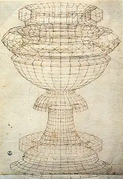 Paolo Uccello. Étude de vase à mazzocchio, en perspective. Galeries des Offices
