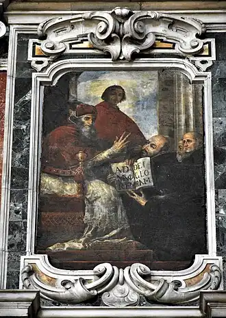 Le pape Paul III approuvant la Règle des Jésuites, 1643-1644, église du Gesù Nuovo de Naples