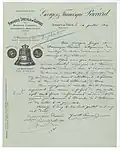 Papier à entête de la fonderie Paccard avec la Savoyarde, concernant la réparation des bourdons de la cathédrale de Sens (1902)