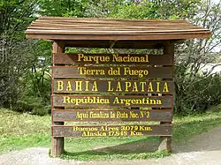 Fin de la route nationale 3 en Terre de Feu à Ushuaïa