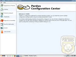 capture d'écran du panneau de configuration Tasma