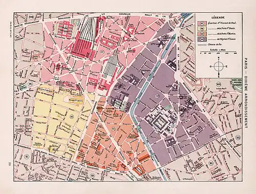Les quartiers du 10e&nbsp;arrondissement en 1900 d'après l′Atlas de Fernand Bournon.