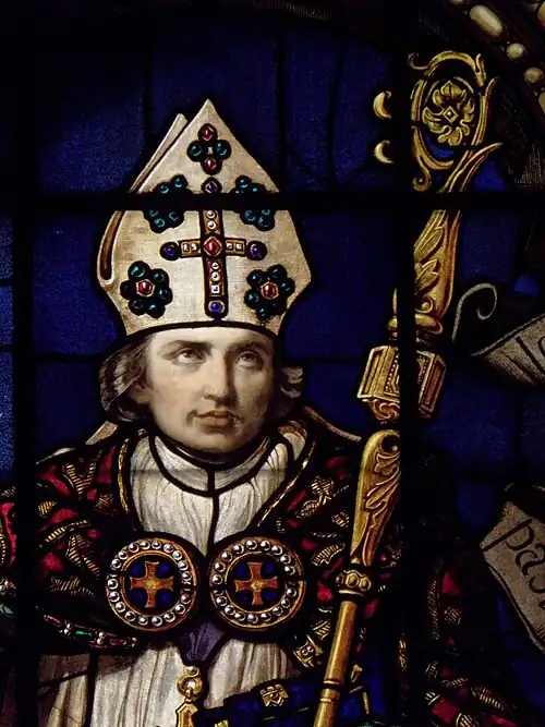 Détail d'un vitrail de l'église Saint-Roch de Paris.