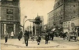 La rue de Crimée au niveau de la rue Mathis (1908).