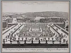 Le parterre de la Grotte de Meudon, vu depuis le salon central. Israël Silvestre, vers 1685.