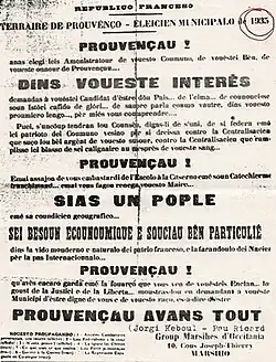 Affiche électorale en provençal, 1935