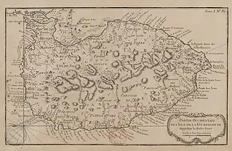 Carte de la Guadeloupe (île de Basse-Terre), 1764, J-N. Bellin.