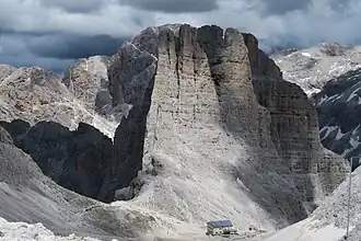 Le passo Santner et les tours de Vajolet.