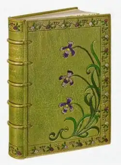 Reliure de ruban verte, ancienne