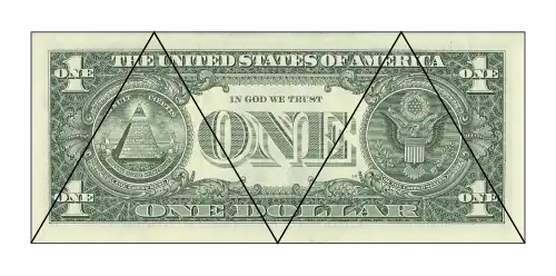 Pseudo-patron d'un tétraèdre régulier dans un billet de un dollar