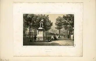 La statue d'Henri IV sur la place Royale, lithographie de Pierre Gorse (1816–1875).