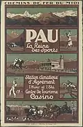 Affiche promotionnelle avec l'inscription « PAU LA REINE DES SPORTS ».