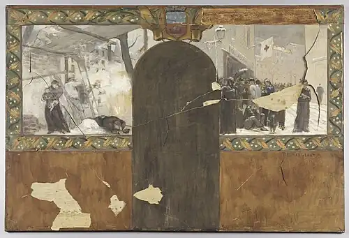 Esquisse pour le cabinet du préfet à l'Hôtel de Ville de Paris, Le bombardement de Paris - La queue, 1889, Paris, musée des Beaux-Arts de la ville de Paris.