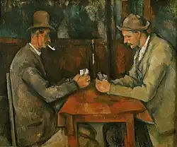 Les Joueurs de cartes, (1894-1895), 48&nbsp;×&nbsp;58&nbsp;cm. Musée d'Orsay, Paris.