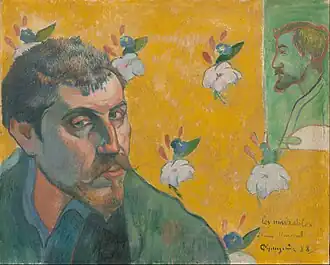 Paul Gauguin, Autoportrait avec le portrait de Bernard, 1888 – Musée Van-Gogh, Amsterdam.