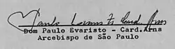 Signature de Paulo Evaristo Arns