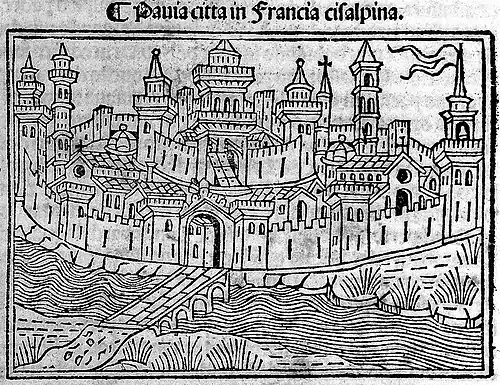 Ville et cathédrale de Pavie, Supplementum Chronicarum, 1491