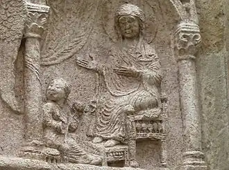 Annonciation (détail), bas-relief, Pavie.