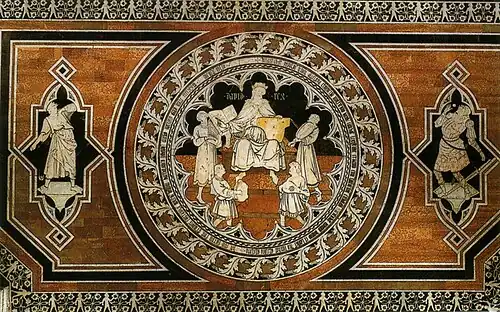 Une partie du XVe&nbsp;siècle du pavement du Duomo de Sienne.