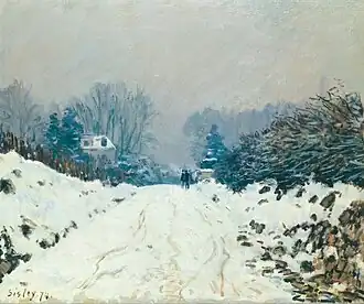 Paysage d'hiver à Louveciennes, par Alfred Sisley en 1874.