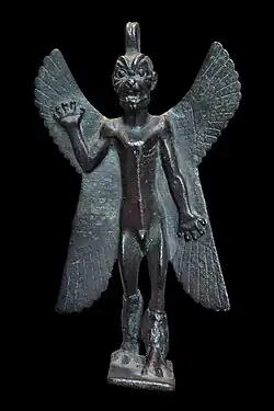 Statuette de Pazuzu, époque néo-assyrienne (VIIIe – VIIe&nbsp;siècles av. J.-C.). Musée du Louvre.