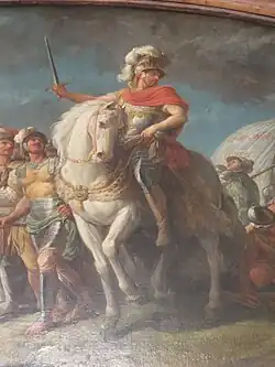 peinture d'un homme à cheval l'épée à la main