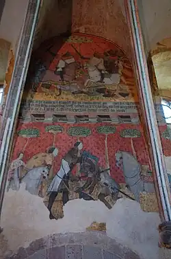 Fresque dans logis seigneurial de Saint-Floret.