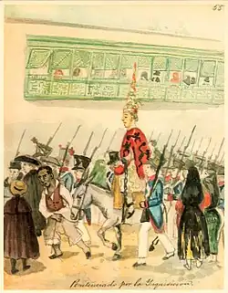 Pénitent de l'Inquisition, aquarelle de Pancho Fierro, v. 1800