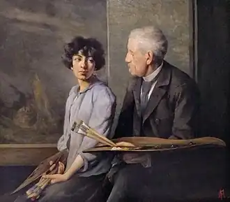 Josefina Mařáková avec son père Julius Mařák, 1896