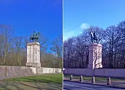 The equestrian statues of Generals Pershing and Lafayette on the road leading from Versailles to Ville-d'Avray (France)