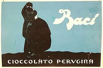 Image publicitaire pour les chocolats Bacio Perugina 1923.