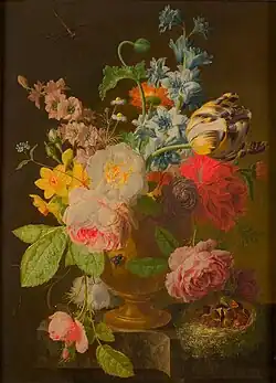 Nature morte aux fleurs avec un nid d'oisillons, 1788, Enschede, Rijksmuseum Twenthe (nl).