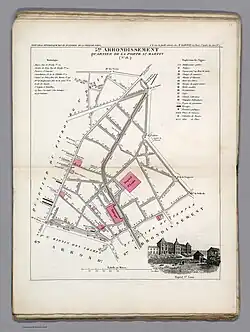 Plan du quartier Bonne Nouvelle dans l'ancien 5e arrondissement en 1834.