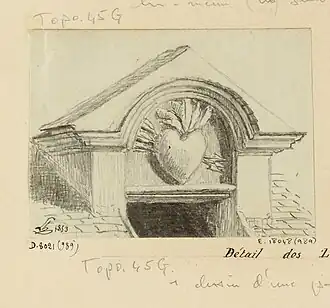 Détail des lucarnes du bâtiment démoli en 1854.