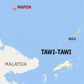 Carte de Tawi-Tawi montrant l'emplacement de Mapun.