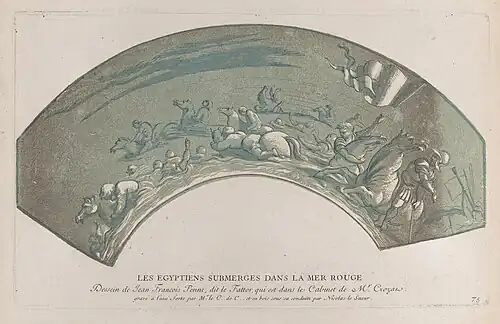 Les Égyptiens submergés dans la Mer rouge (1729), eau-forte et bois d'après Giovan Francesco Penni