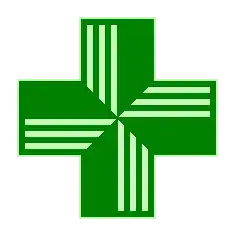 La croix verte utilisée en Argentine, en Espagne, en France, en Belgique et au Royaume-Uni.