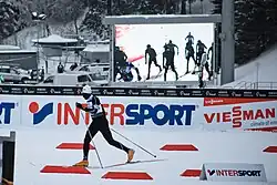 Philip Boit à Holmenkollen durant les championnats du monde de 2011 en train de skier en style classique.