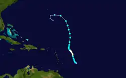 Parcours de l'ouragan Philippe