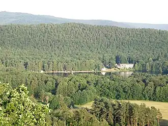 Vue sur l’étang de Hanau depuis la tour.