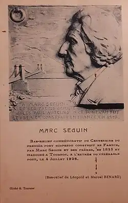 Monument à Marc Seguin (1926), en collaboration avec Marcel Renard,Tournon-sur-Rhône, passerelle Marc-Seguin.
