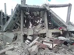 Immeuble détruit par les bombardements aériens israélien en 2008.