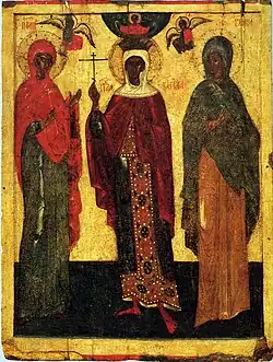 Martyres Paraskeva, Varvara, Ouliana. Fin XIVe&nbsp;siècle. Pskov