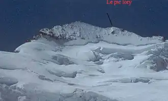 Vue du pic Lory, indiqué par la flèche