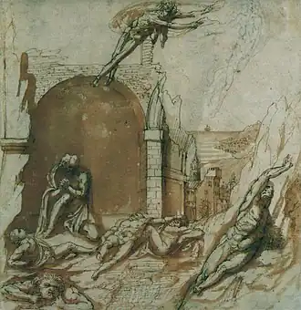 Le Comte Ugolin et ses enfants en prison, visités par la Faim, Pierino da Vinci, XVIe siècle.